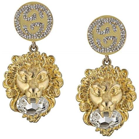 gucci earrings gold lion|Gucci interlocking earrings.